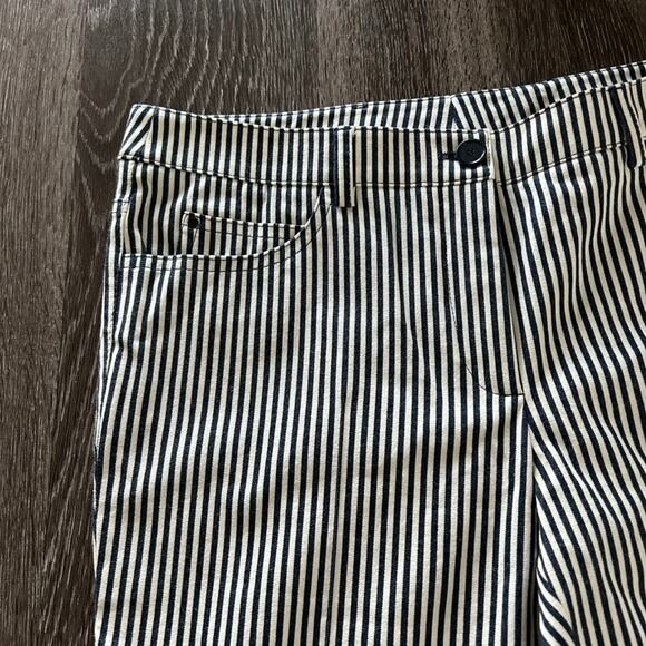 NWT Akris Punto Faye Boot-Cut Striped Denim Pants Size 6 Navy‎ & Cream Nautical - Picture 5 of 16